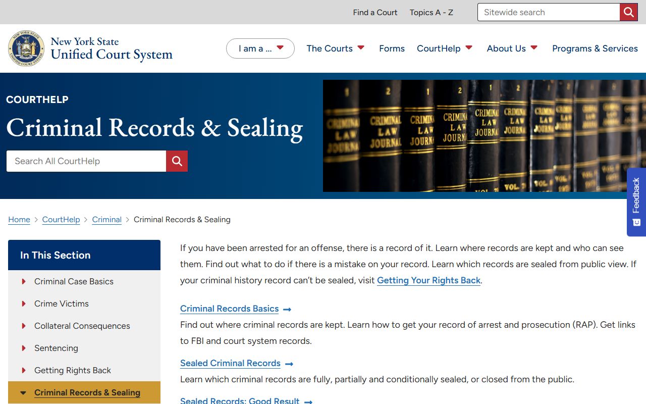 New York criminal records sealing overview for Bronx County arrest record searches