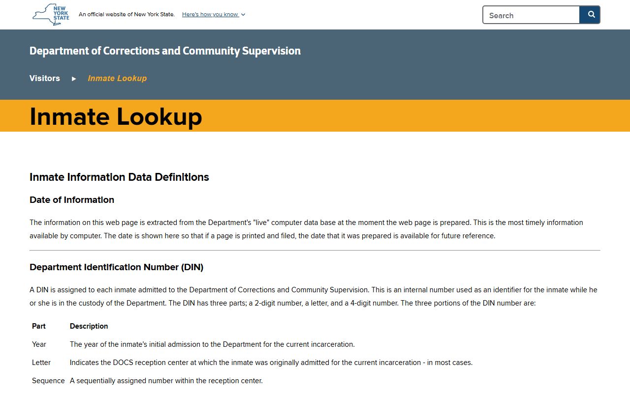 NYS DOCCS incarcerated individual lookup for Bronx released inmate search