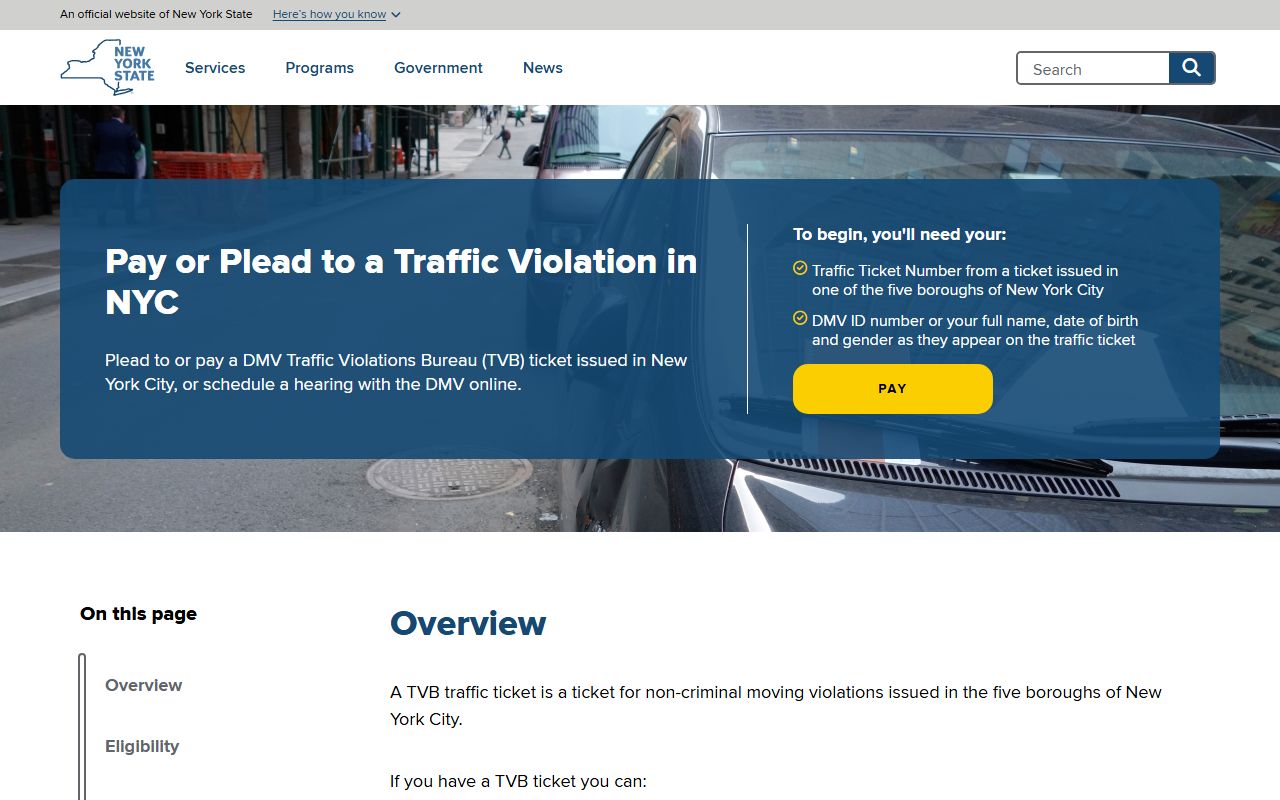 New York pay or plead traffic violation service for Bronx traffic court records